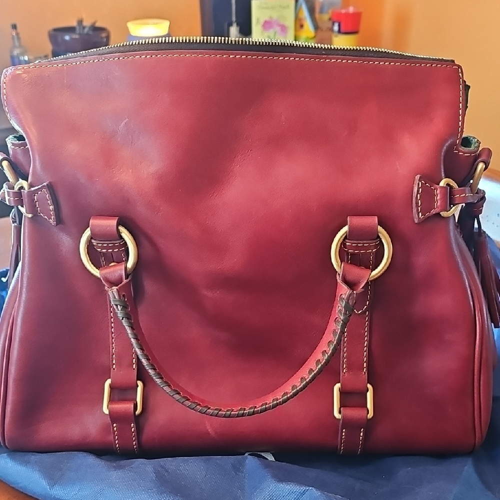 Dooney & Bourke Maroon Leather Satchel - Picture 7 of 17